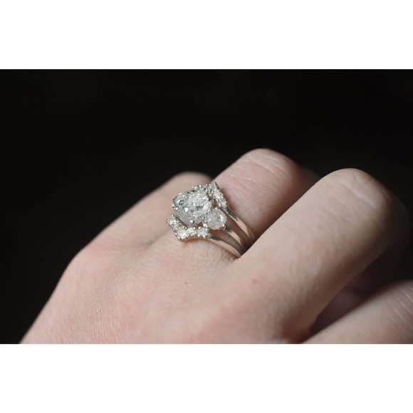 Engagement ring set, raw diamond ring, raw stone ring, alternative engag… - Picture 3 of 8